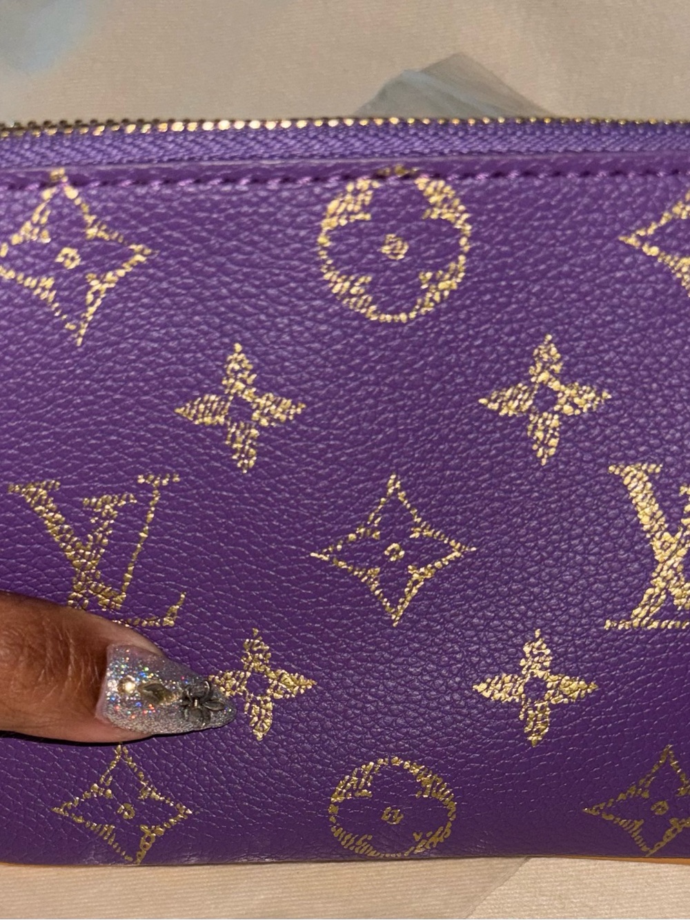 💜Purple and 💛 Gold Leather Mini Bag - Coin purse ~ NWT - Picture 4 of 5